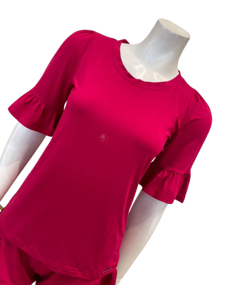 Oh! Zuza 4625 Ruby Ruffled Modal Short Sleeve & Shorts Pajamas Set Myselflingerie.com