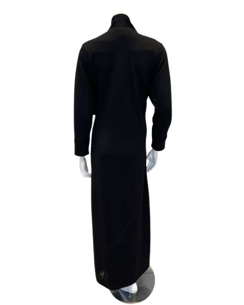Chicolli LR6081-25 Black Air Layer Wrap Jersey Morning Robe Myselflingerie.com