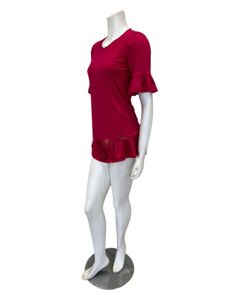 Oh! Zuza 4625 Ruby Ruffled Modal Short Sleeve & Shorts Pajamas Set Myselflingerie.com