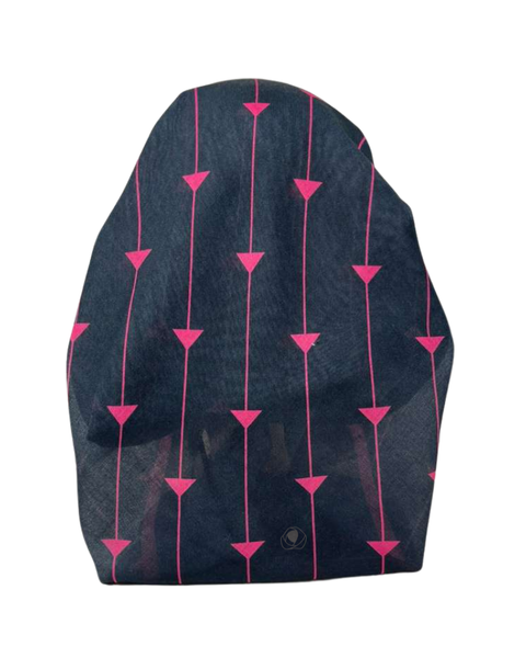 It's Younique Pink on Black Designer Inspired Pre-Tied Open Back Bandanna with Velvet Grip Myselflingerie.com