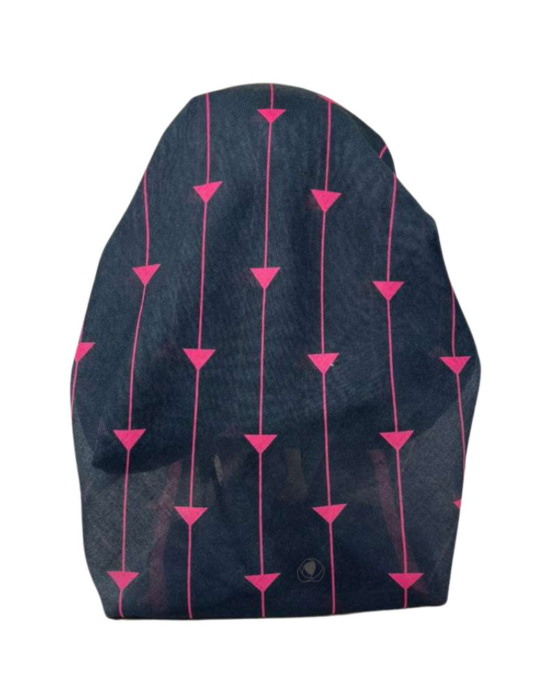 It's Younique Pink on Black Designer Inspired Pre-Tied Open Back Bandanna with Velvet Grip Myselflingerie.com