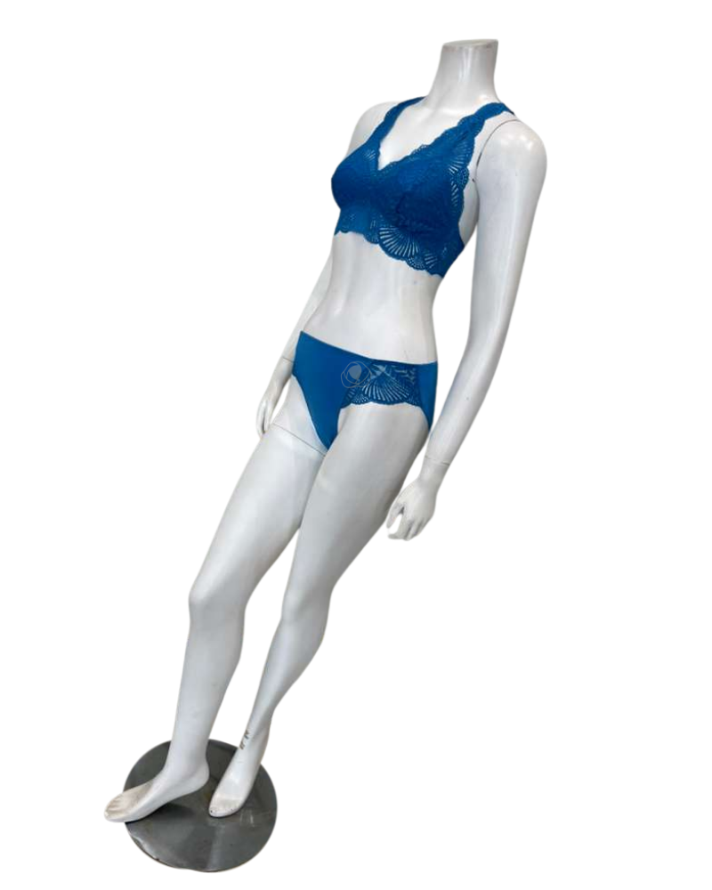 Fleurt 618 + 650 True Blue Belle Epoque Bralette & Panty Set Myselflingerie.com
