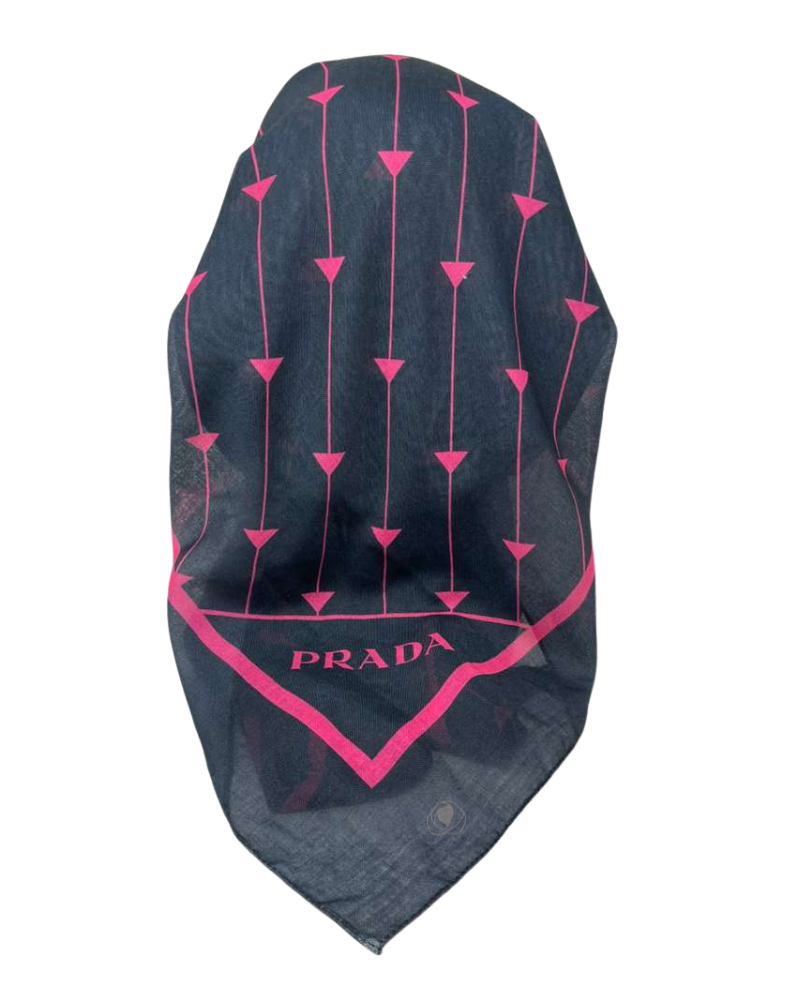It's Younique Pink on Black Designer Inspired Pre-Tied Open Back Bandanna with Velvet Grip Myselflingerie.com