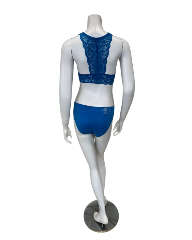 Fleurt 618 + 650 True Blue Belle Epoque Bralette & Panty Set Myselflingerie.com