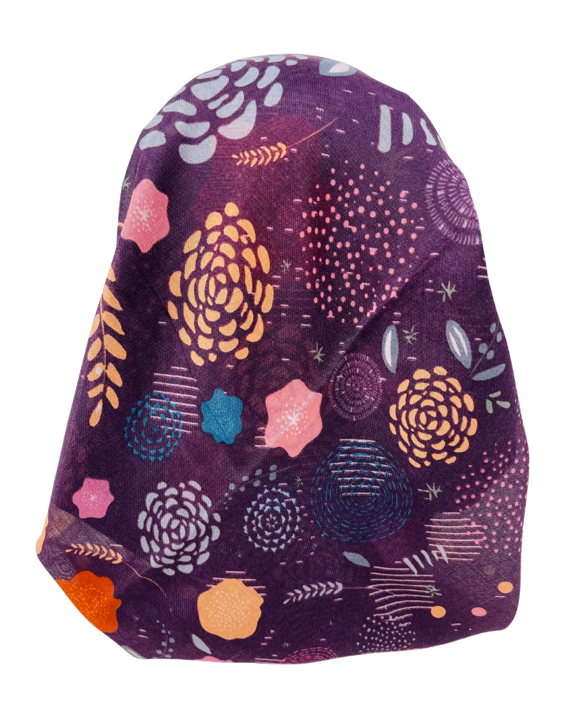 It's Younique OB-ABS-EG Eggplant Abstract Pre-Tied Open Back Bandanna with Velvet Grip Myselflingerie.com