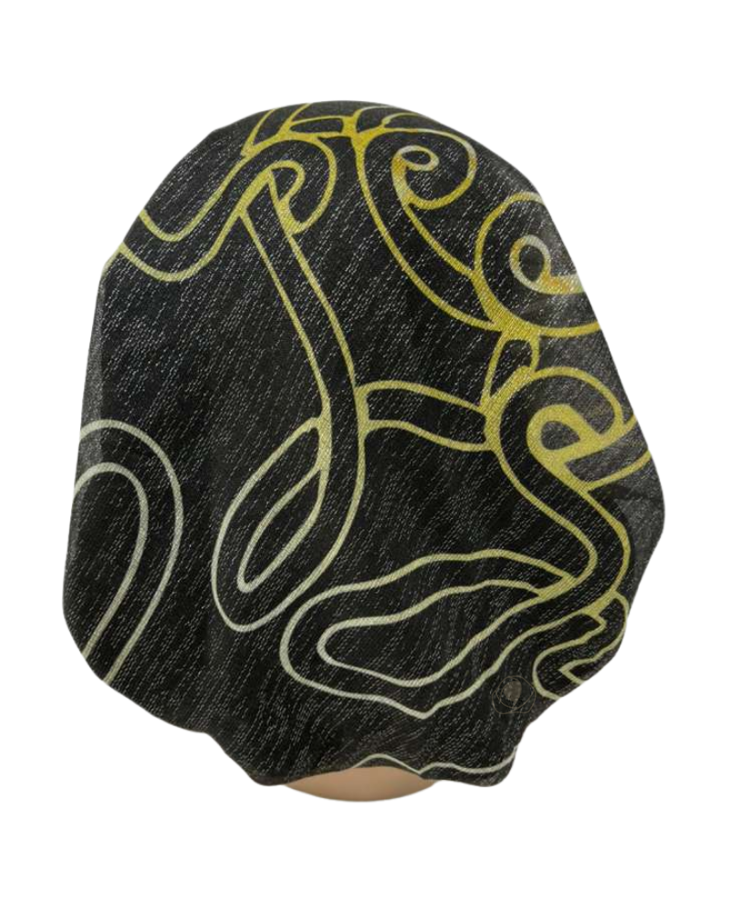 Ahead P2675 Black/Gold Entwine Classic Fit Pre-Tied Bandanna Myselflingerie.com