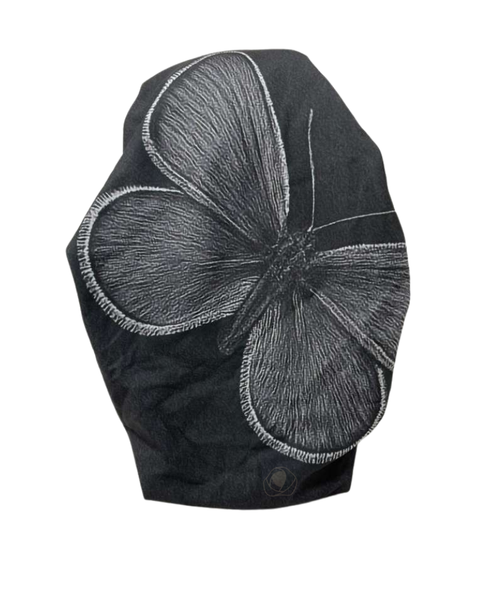 Lizi Headwear IB-TT-26601-OB Black Midnight Butterfly Open Back Pre-Tied Adjustable Bandanna with Velvet Grip Myselflingerie.com
