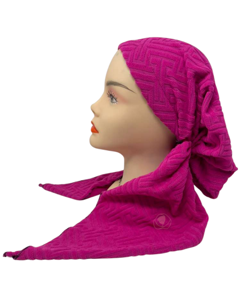 Triple Up BL1161 Hot Pink F Designer Embossed Terry Lined Pre-Tied Bandanna Myselflingerie.com
