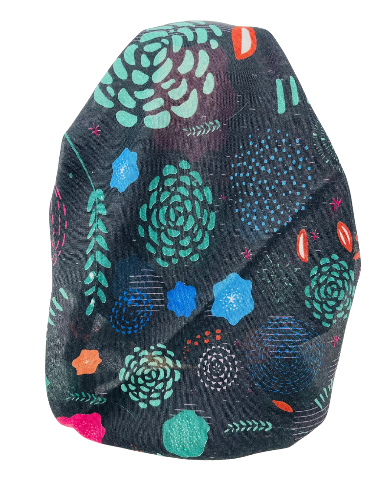 It's Younique Black/Blue Abstract Pre-Tied Open Back Bandanna with Velvet Grip