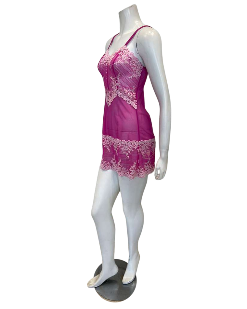 Wacoal 814191 Wild Azalea/Cradle Pink Embrace Lace Chemise Myselflingerie.com