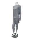 Aspen Dream BRLSL + BRLB Silver Grey Ribbed Long Sleeve & Joggers Bamboo Pajamas Set Myselflingerie.com