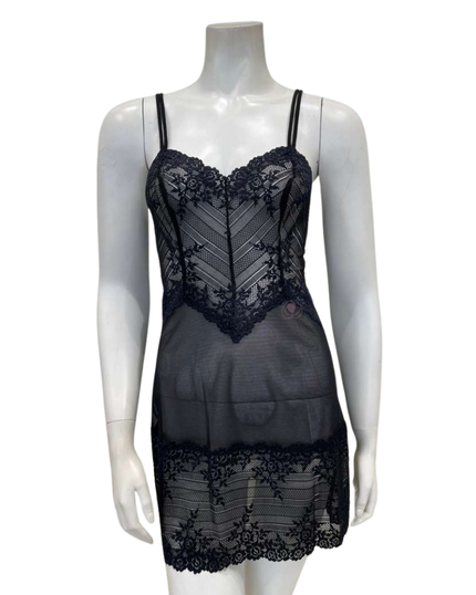 Wacoal 814191 Black/Navy (003) Embrace Lace Chemise Myselflingerie.com