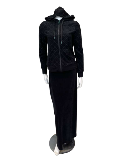 Seashells Black Textured Terry Hoodie & Solid Black Maxi Skirt Myselflingerie.com