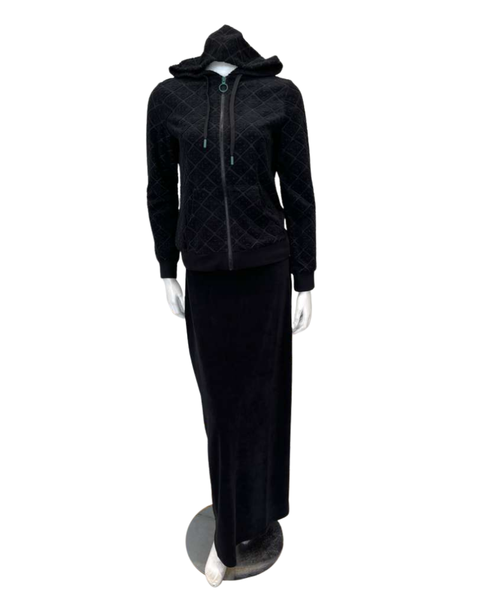 Seashells Black Textured Terry Hoodie & Solid Black Maxi Skirt Myselflingerie.com