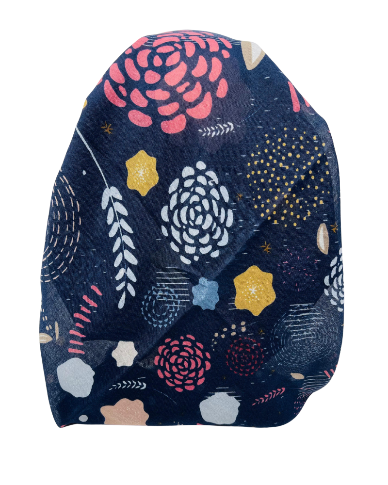 It's Younique OB-ABS-NY Navy Abstract Pre-Tied Open Back Bandanna with Velvet Grip Myselflingerie.com