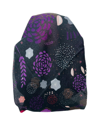 It's Younique OB-ABS-BKPU Black/Purple Abstract Pre-Tied Open Back Bandanna with Velvet Grip Myselflingerie.com