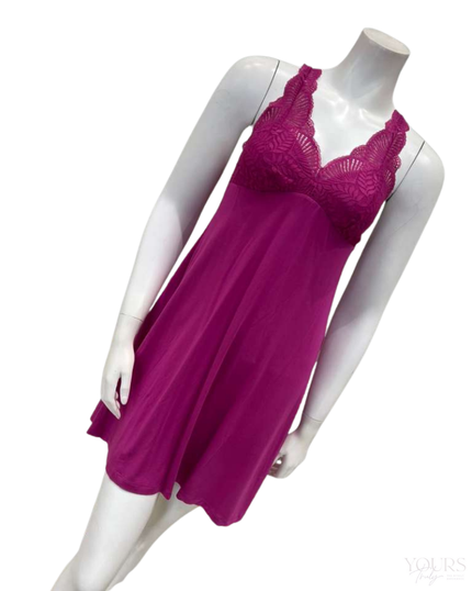 Fleur't 680 Passion Fruit Lace T-Back Short Modal Chemise Myselflingerie.com
