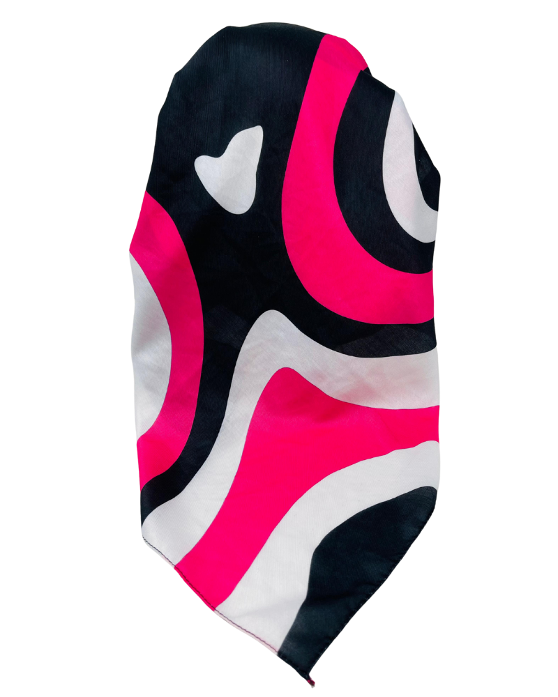 It's Younique OB-PUC-PK Pucci Inspired Pink/Black Pre-Tied Open Back Bandanna with Velvet Grip Myselflingerie.com