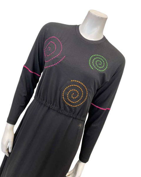 Pen-ky 11977MU Black Multi X Stitch Print Modal Nursing Nightgown Myselflingerie.com