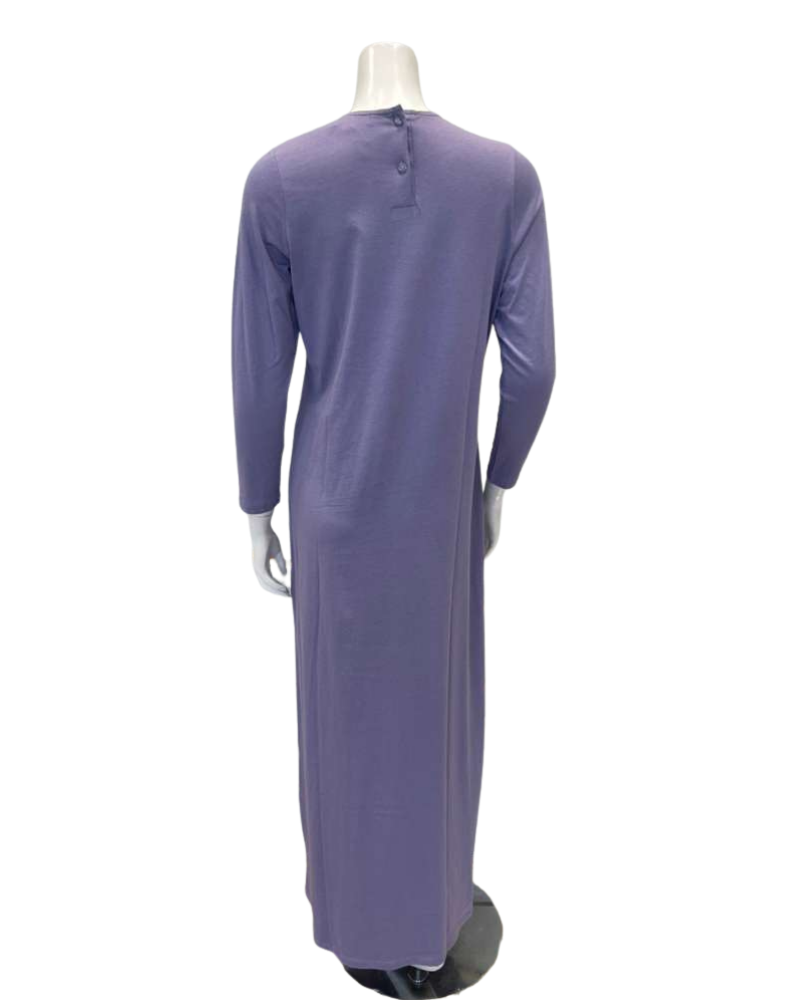 Lunderbeck N5276 Dusty Violet Embroidered Emblem Pull On Modal Nightgown Myselflingerie.com