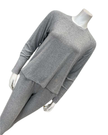 Aspen Dream BRLSL + BRLB Silver Grey Ribbed Long Sleeve & Joggers Bamboo Pajamas Set Myselflingerie.com