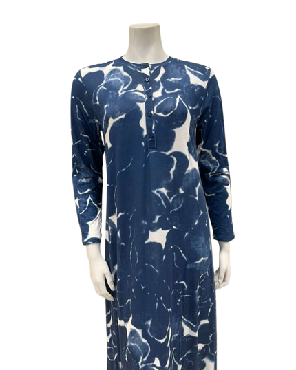 The Star Story Blue Tie Dye Floral Modal Button Down Nightgown