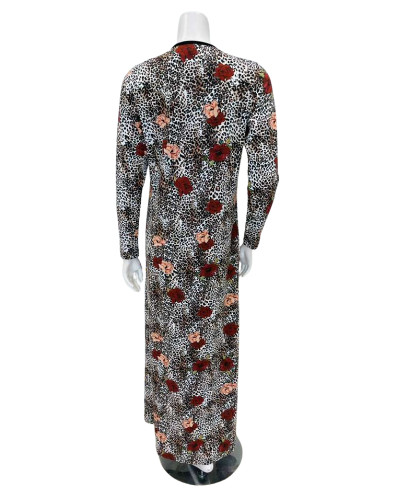 Nico Italy AP843PR Leopard Print Snap Front Cotton Nightgown Myselflingerie.com