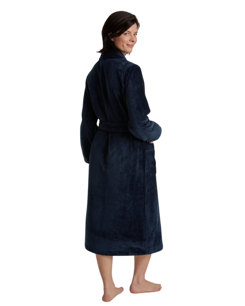 Calida 61302 #714 Dark Lapis Blue Cotton Blend Luxury Bath Robe Myselfingerie.com