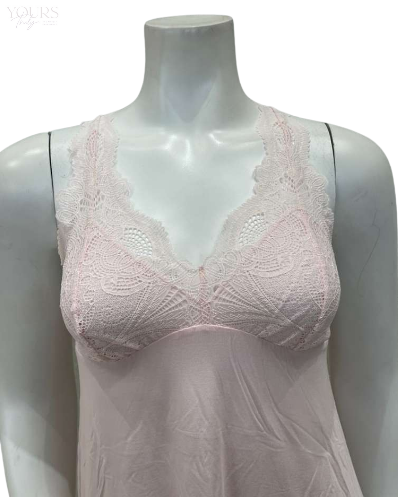 Fleur't 630 Peonies Lace T-Back Short Modal Chemise Myselflingerie.com