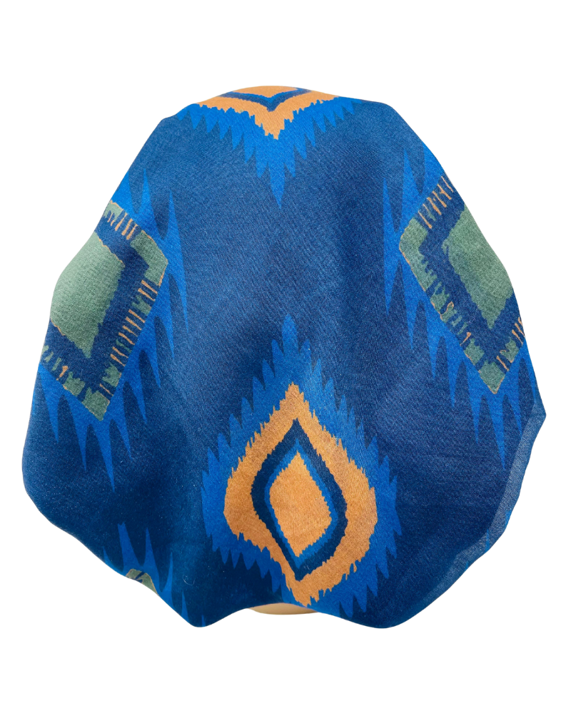 It's Younique PP-DIA-NY Rust/Green Diamond Shapes Navy Pre-Tied Bandanna with Velvet Grip Myselflingerie.com