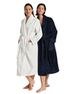 Calida 61302 #714 Dark Lapis Blue Cotton Blend Luxury Bath Robe Myselfingerie.com