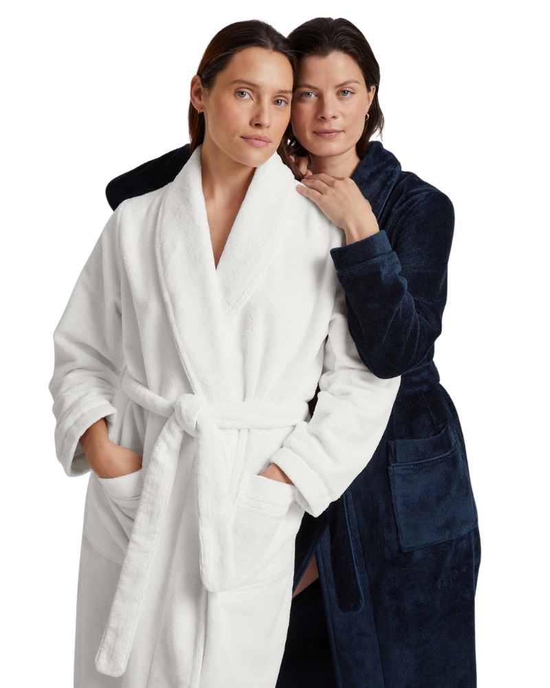 Calida 61302 #714 Dark Lapis Blue Cotton Blend Luxury Bath Robe Myselfingerie.com