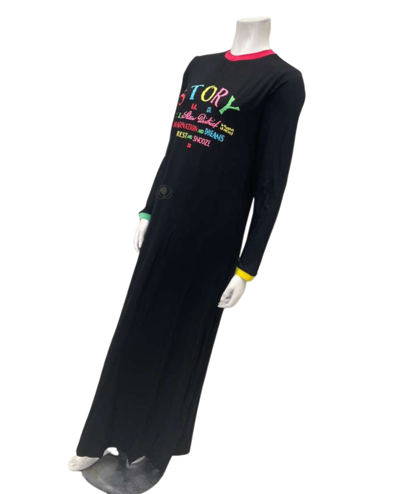 The Star Story 12-834 Black Snooze Story Pull On Modal Teen Nightgown Myselflingerie.com