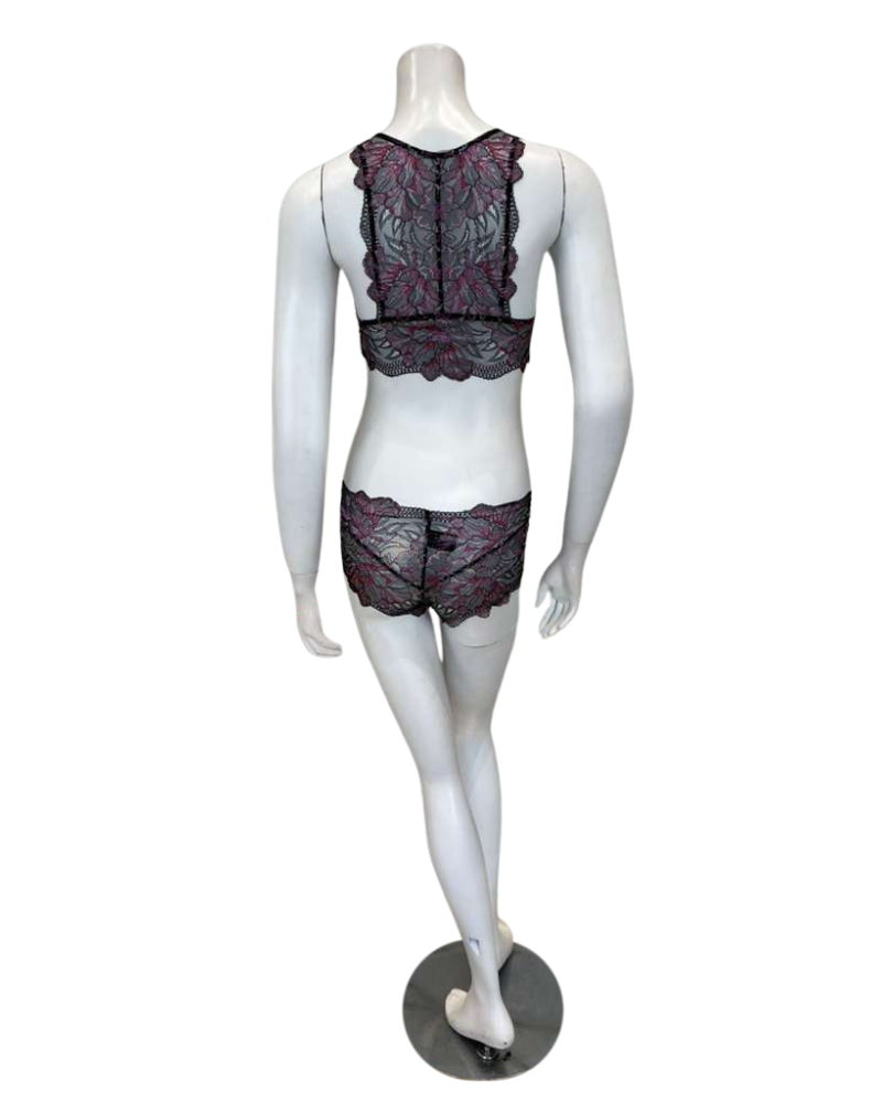 Oh! Zuza 3839+3840 Cranberry/Black Lace Bralette Set Myselflingerie.com
