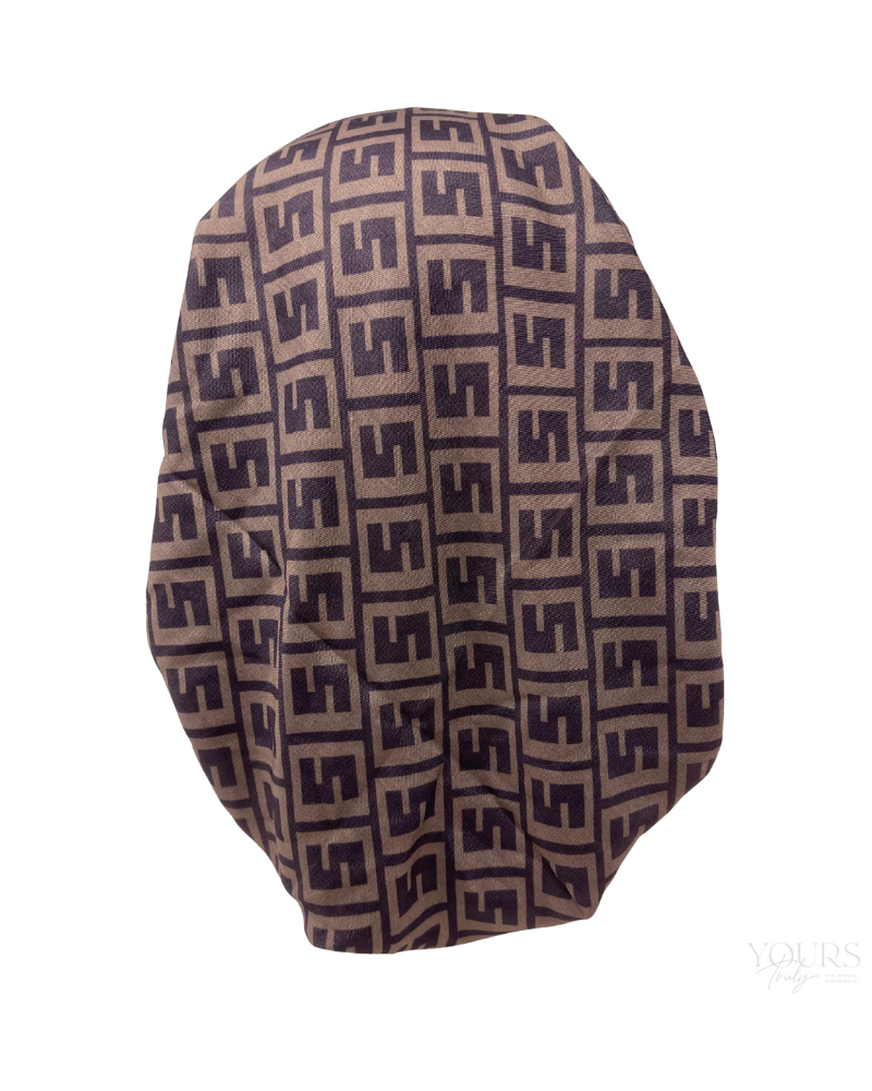 Ahead IT2591 Black Brick Scarfeena Branded Pattern Israeli Style Long Tails Pre-Tied Bandanna Myselflingerie.com