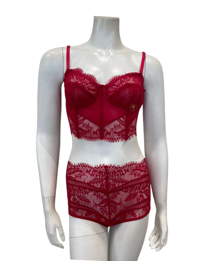Samantha Chang SC4411123 + SC4475123 Flame Illusion Wireless Lace Bustier Panty Set Myselflingerie.com