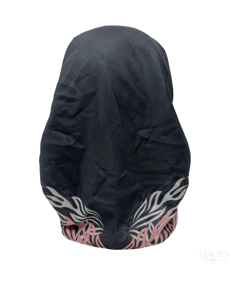 Ahead VT2596 Black Mauve Painted End Versatile Style Long Tails Open Back Pre-Tied Bandanna Myselflingerie.com