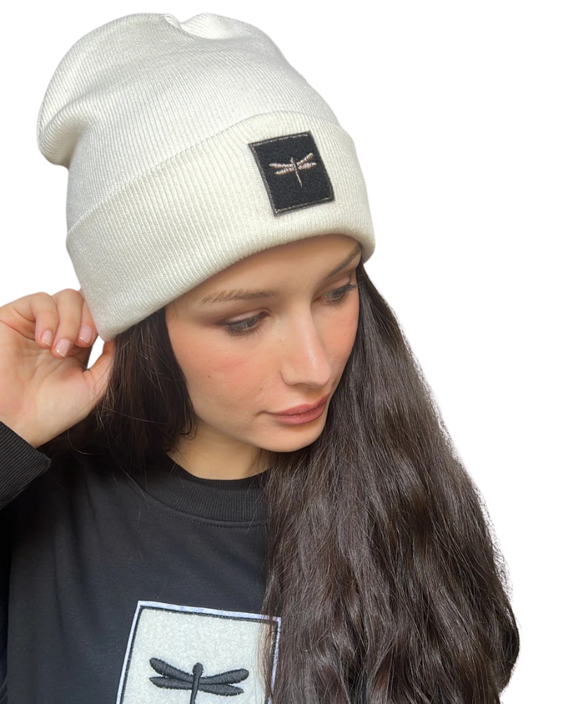 Tal New York TSLW The Sherpa Logo White Beanie Myselflingerie.com