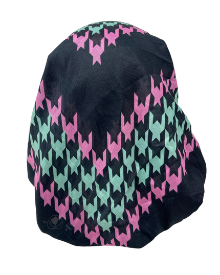 It's Younique PP-HOU-GNPK Green and Pink Houndstooth Pre-Tied Bandanna with Velvet Grip Myselflingerie.com