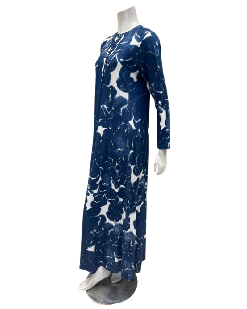 The Star Story Blue Tie Dye Floral Modal Button Down Nightgown