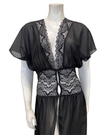 Oh! Zuza 4537 Black Sheer Chiffon Long Robe Myselflingerie.com