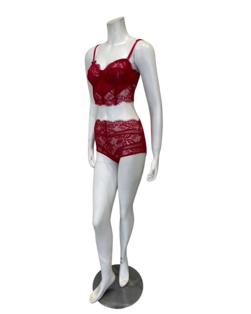 Samantha Chang SC4411123 + SC4475123 Flame Illusion Wireless Lace Bustier Panty Set Myselflingerie.com
