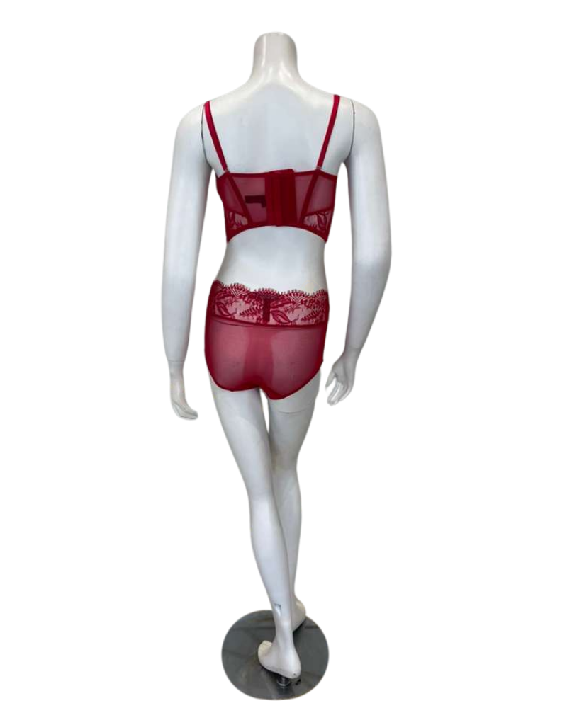 Samantha Chang SC4411123 + SC4475123 Flame Illusion Wireless Lace Bustier Panty Set Myselflingerie.com