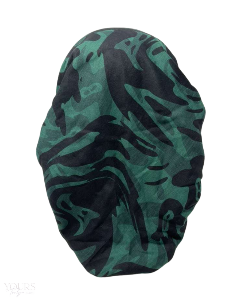 Ahead VT2592 Green Swirled Ink Versatile Style Long Tails Open Back Pre-Tied Bandanna Myselflingerie.com