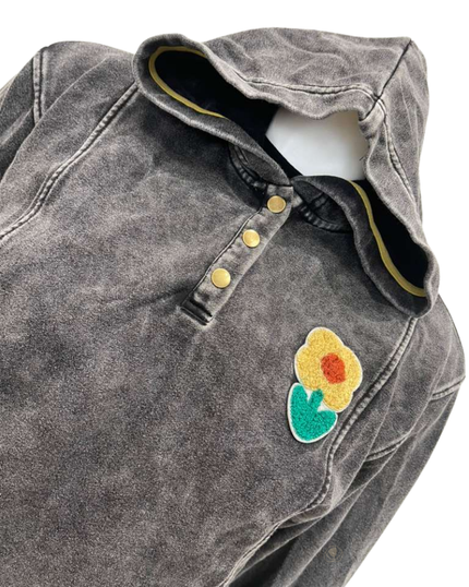 The Star Story Black Chambray Neon Flower Cotton Teen Hoodie