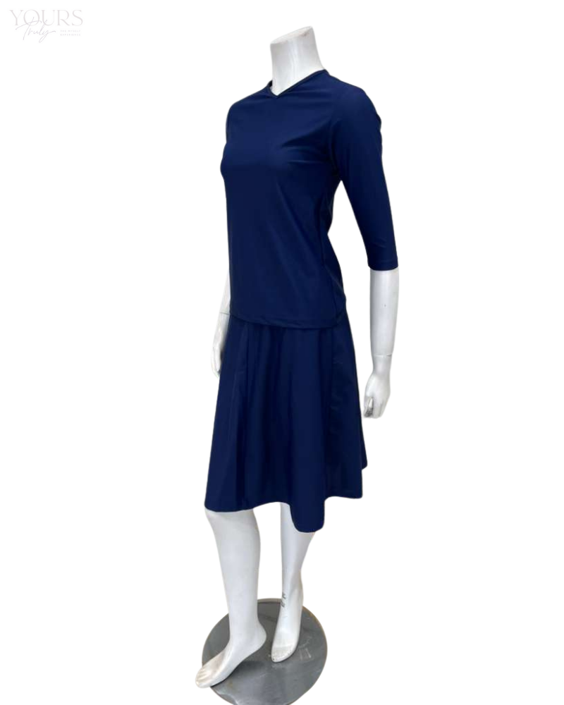Jackie O' 2PC-SWMCV-NVY Navy Junior Swim Top & Skirt Set Myselflingerie.com