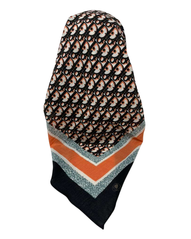 It's Younique Orange Tones Dior Inspired Pre-Tied Open Back Bandanna with Velvet Grip Myselflingerie.com