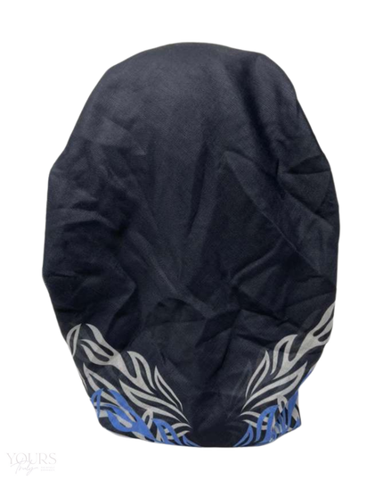 Ahead VT2596 Black/Blue Painted End Versatile Style Long Tails Open Back Pre-Tied Bandanna Myselflingerie.com