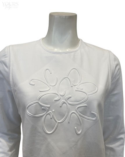 Chicolli N5123-C White Debossed Pull On Cotton Coverall Nursing Nightgown Myselflingerie.com