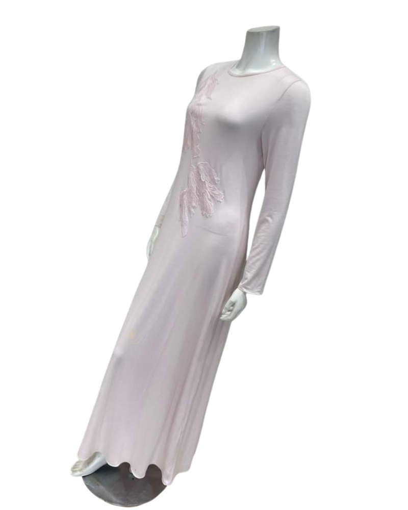 Verdiani 4501 Soft Pink Lace Motifs Modal Pull On Nightgown Myselflingerie.com